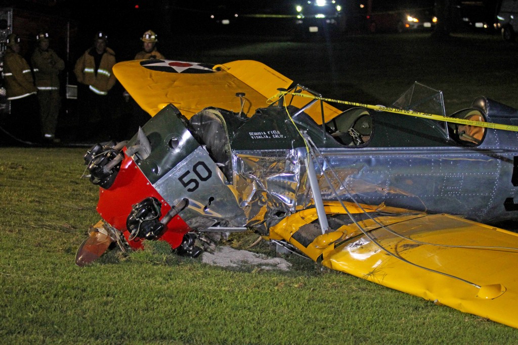 Harrison Ford crash lands at the Penmar Golf Course.