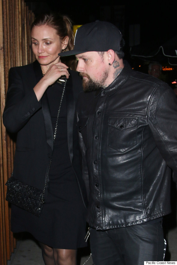 Cameron Diaz and her husband Benji Madden seen arriving at The Nice Guy restaurant in Los Angeles